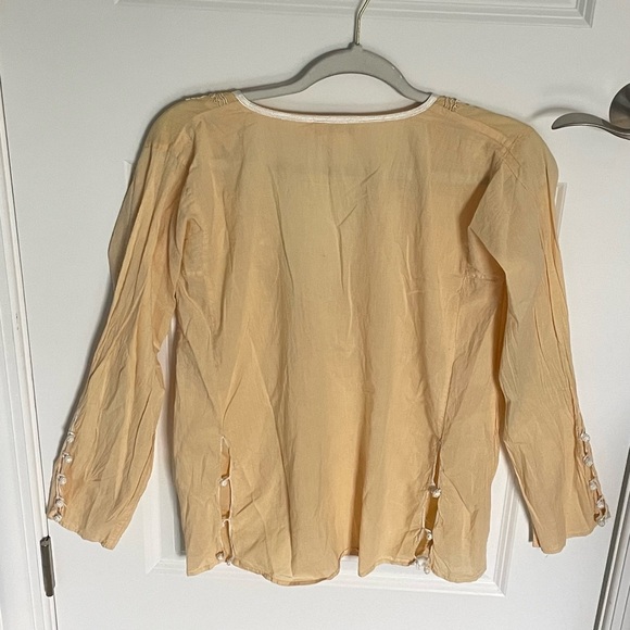 Calypso Women's Silk Embroidered Top Yellow 3/4 Sleeve Size XS - 47479 - Picture 7 of 14